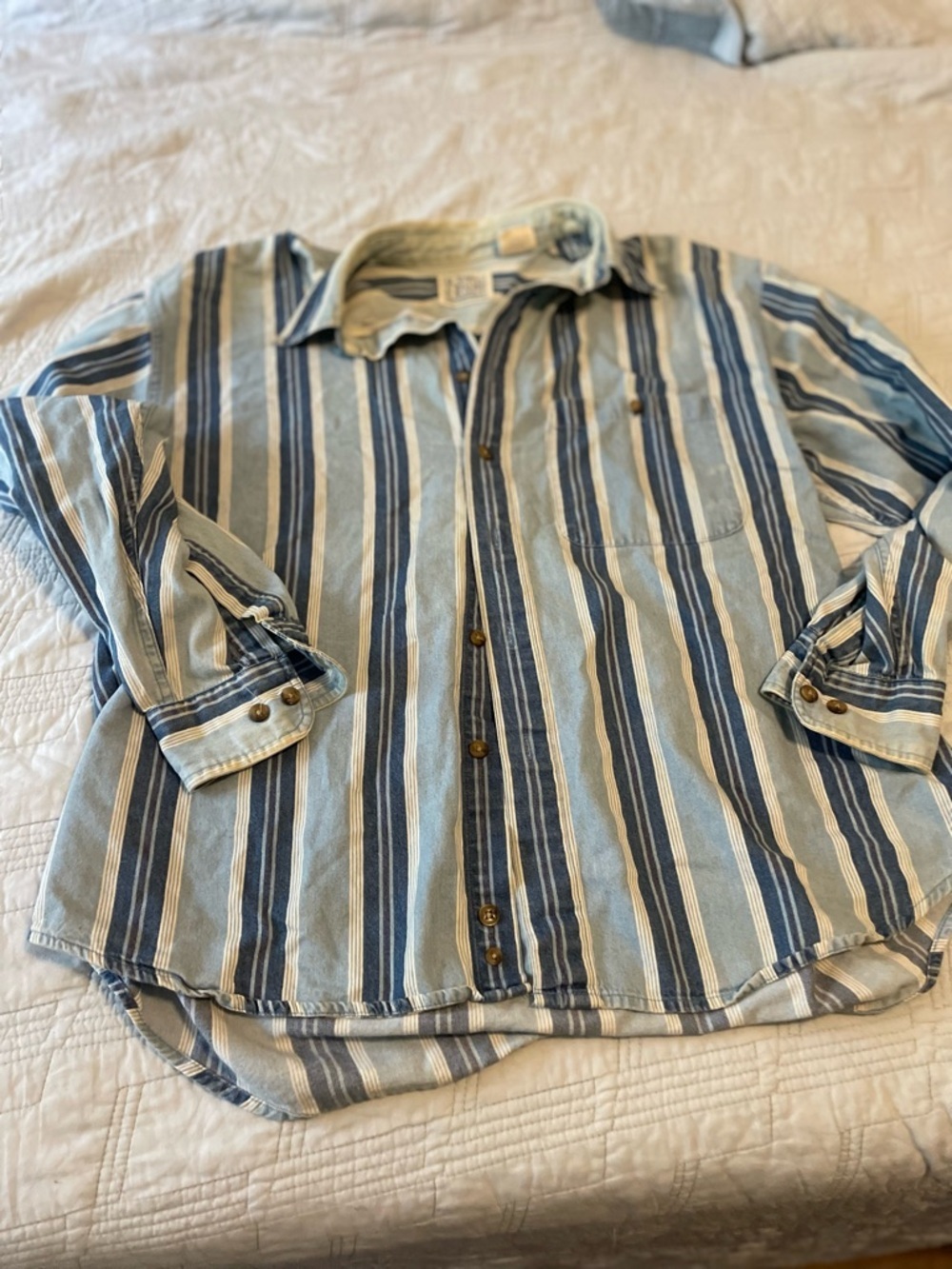 Vintage denim Blue Stripe Button-Down Shirt